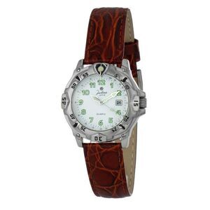 JUSTINA Leather Dress Watch with Strap Women Brown Watches